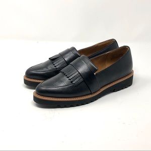 14th & Union black leather loafer slides